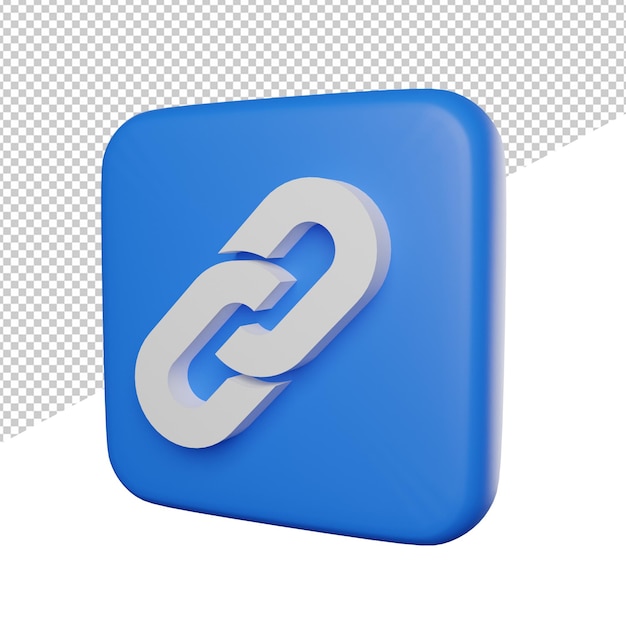 Link website sign symbol side view 3d illustration rendering icon transparent background