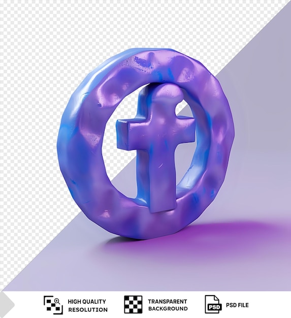 Linked in logo in 3d rendering on a transparent background with a purple shadow png psd