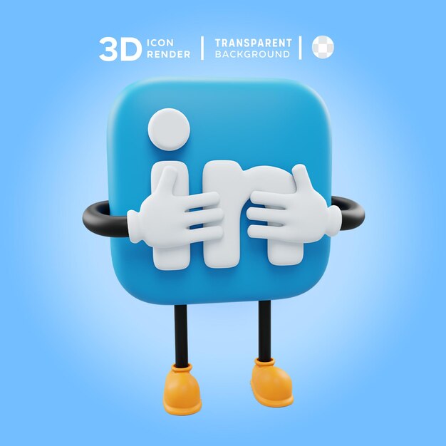 PSD linkedin 3d icon pose illustration