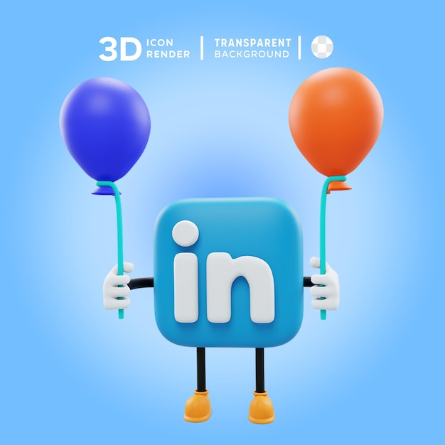 PSD linkedin 3d 아이콘 포즈 그림