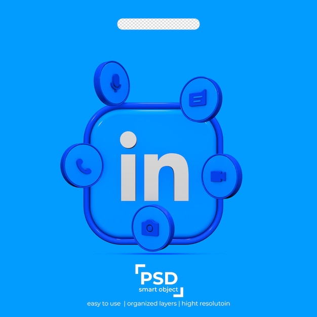 PSD linkedin 3d icons with element