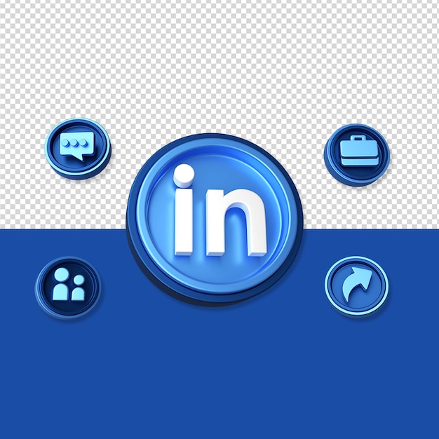 PSD linkedin 3d ikona ilustracja