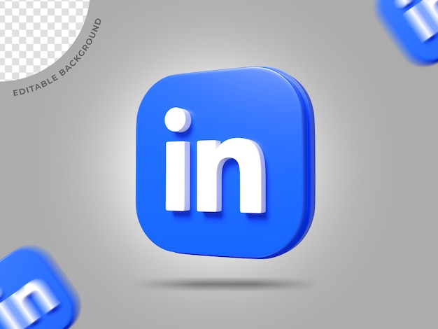 Linkedin 3d logo social media render background modificabile