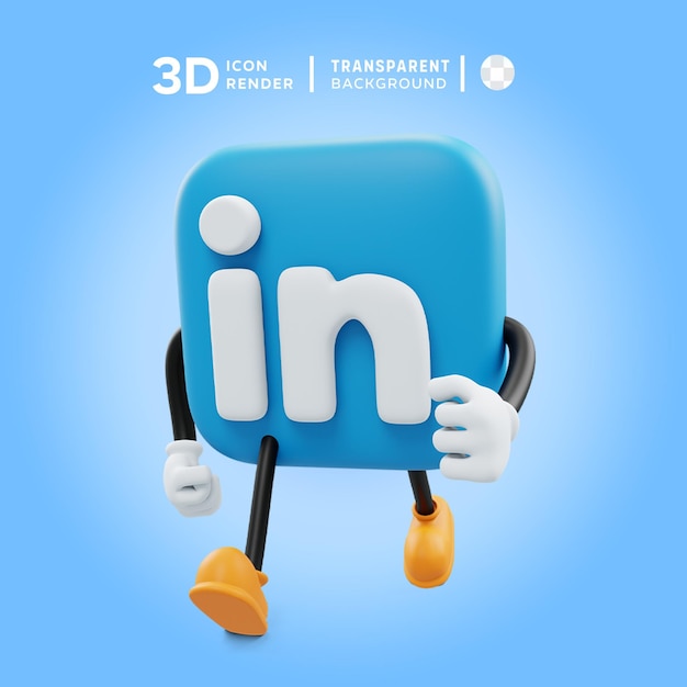 PSD linkedin 3d pictogram pose illustratie