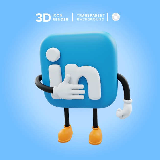 PSD linkedin 3d pictogram pose illustratie