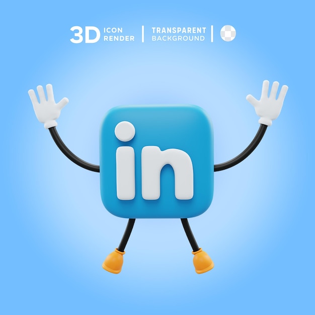 PSD linkedin 3d pictogram pose illustratie