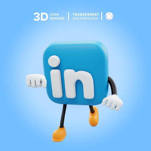 PSD linkedin 3d pictogram pose illustratie