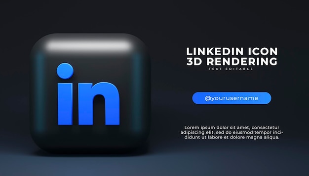 Linkedin 3d render applicatie logo achtergrond youtube social media platform