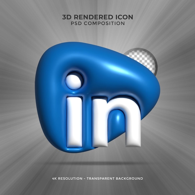 Linkedin 3d Rendering Social Media Kleurrijk glanzend pictogram voor compositie