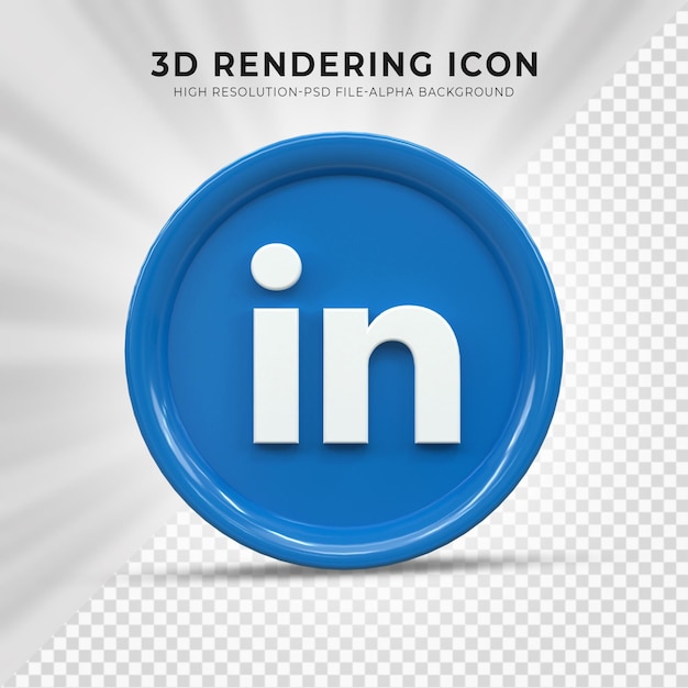 linkedin 3d social media icon colorful glossy 3d icon concept 3d rendering for composition