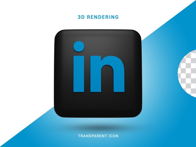 PSD icona di rendering dei social media di linkedin 3d per la composizione