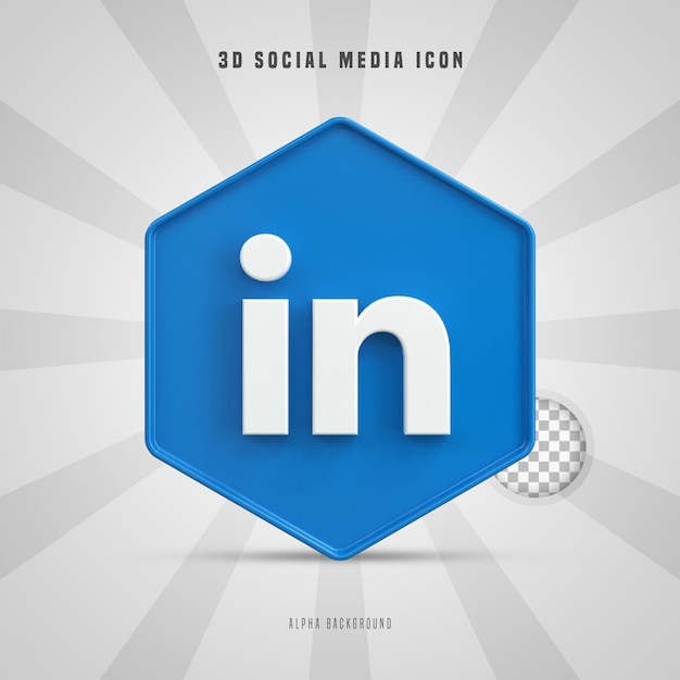 Linkedin logo 3d lucido colorato e design dell'icona 3d dei social media