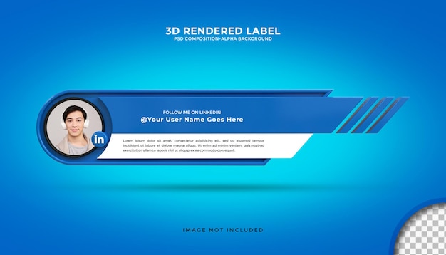 PSD linkedin connect us on social media lower third 3d design render icon badge