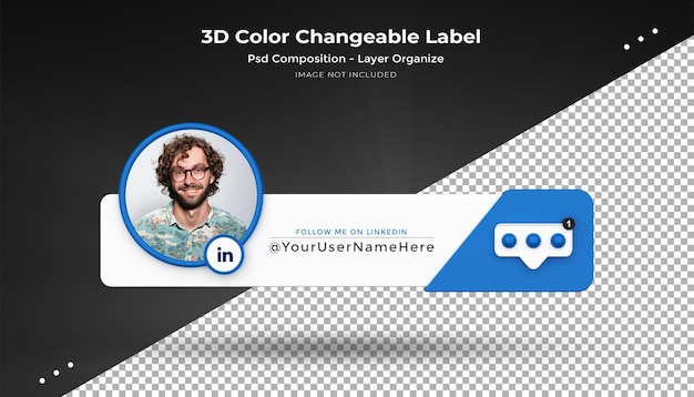 PSD linkedin connect us sui social media inferiore terzo 3d design render icona badge