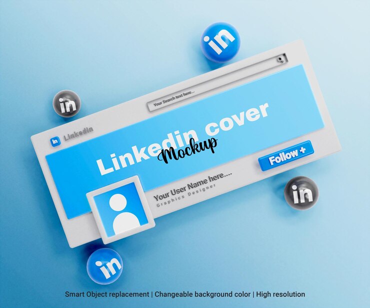 PSD linkedin 표지 모형 또는 3d linkedin 표지 모형