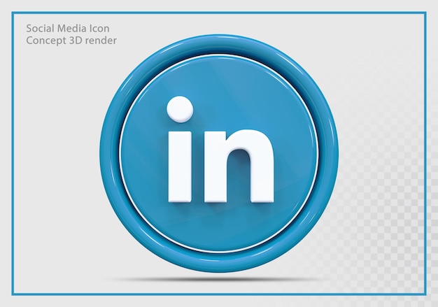 linkedin icon 3d render modern
