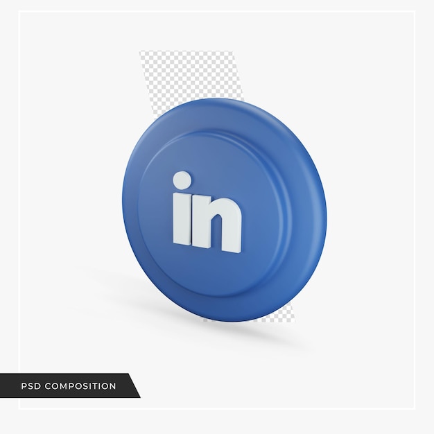 PSD linkedin icon in 3d rendering