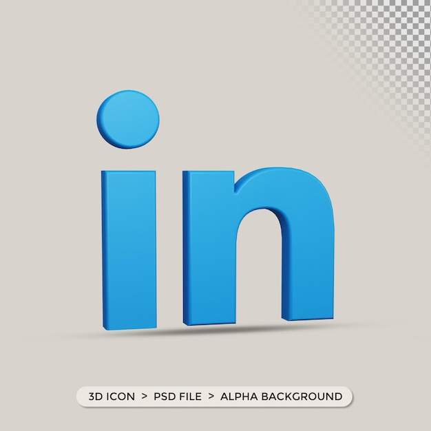 Значок linkedin в 3d-рендеринге