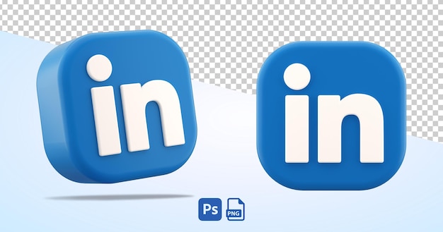透明な背景に LinkedIn 分離ロゴ アプリ アイコン 3 D レンダリングでシンボルをカット