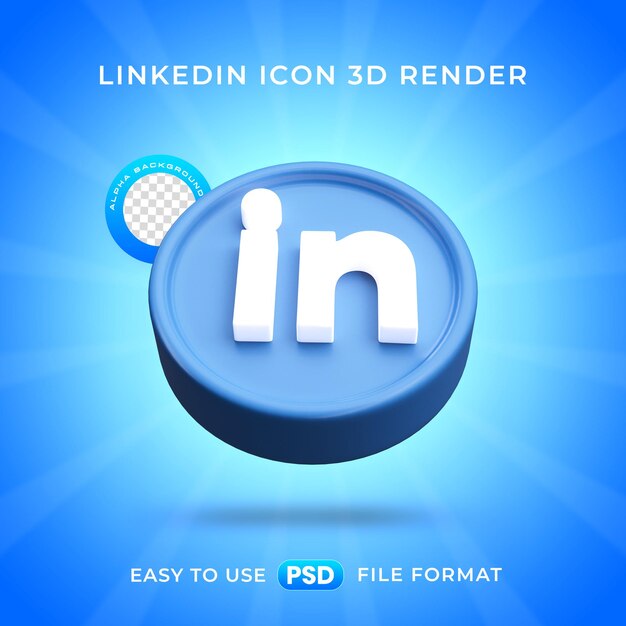 PSD linkedin logo icon isolated 3d render illustratie