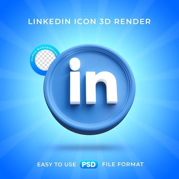 ภาพเรนเดอร์ 3 มิติไอคอนโลโก้ Linkedin แบบแยก