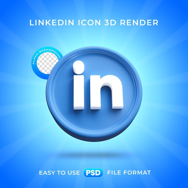 PSD Иллюстрация изолированного 3d-рендера логотипа linkedin