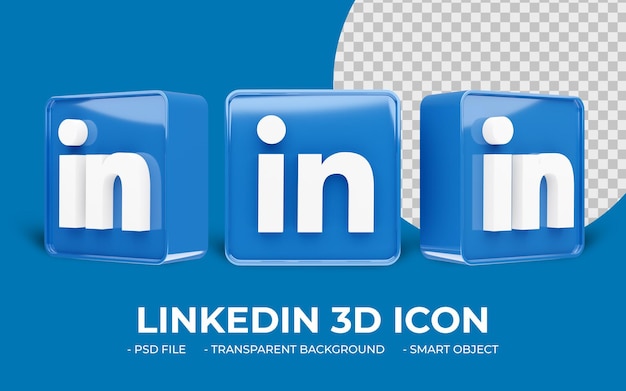 Значок Linkedin в социальных сетях 3D