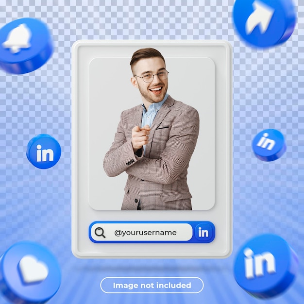 Linkedin profile banner 3d render composition