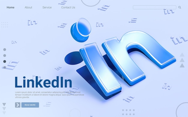 PSD linkedin sign folding on white background 3d render concept for social banner web template cover