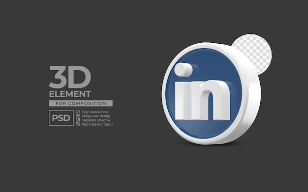 Linkedin social media elemento 3d per modello di composizione psd premium