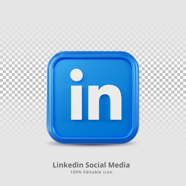 PSD linkedin social media 3d rendering icona