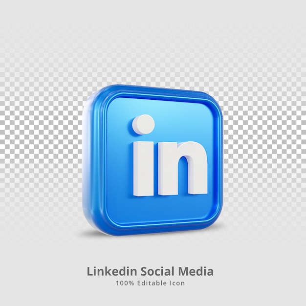LinkedInのソーシャルメディアの3Dレンダリングアイコン