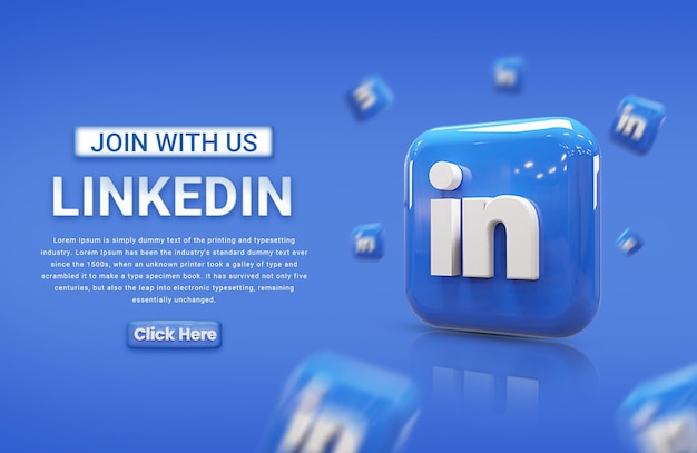 Linkedin modello di social media marketing banner post di marketing sui social media con icona 3d