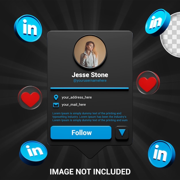 Linkedin social media profile follow mockup