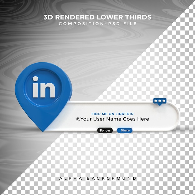 PSD linkedin verbind ons op sociale media onderste derde 3d-ontwerp render pictogrambadge