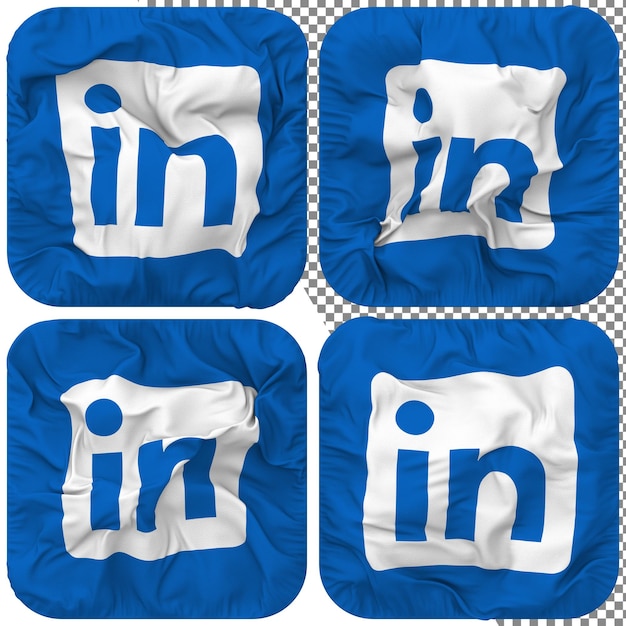 Linkedin vlag squire vorm geïsoleerd verschillende zwaaistijl bump textuur 3d rendering