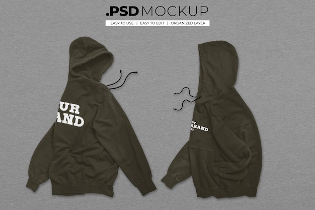 Linker- en rechteraanzicht Hoodie Realistische Mockup