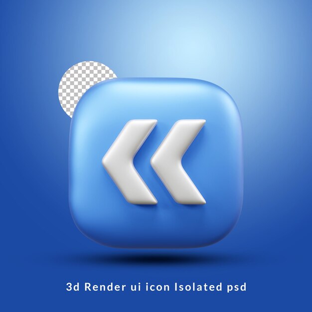 linker pijl ui pictogram 3d render geïsoleerd