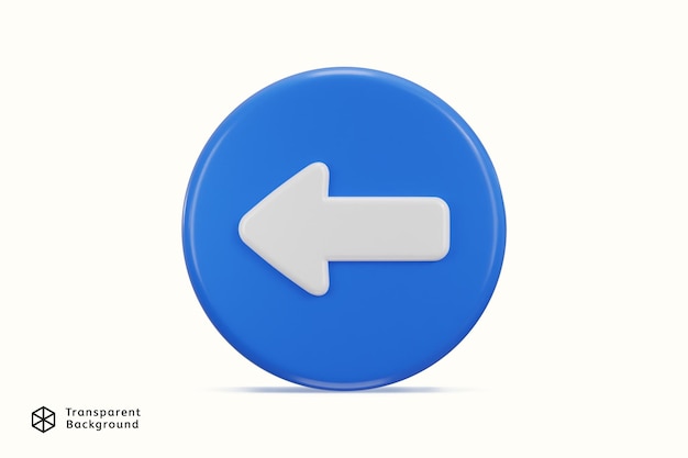 Links pijl icoon met cirkel knop icoon 3d rendering vector illustratie