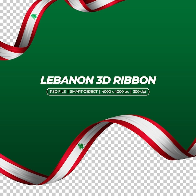 Lint met libanon vlag kleur 3d