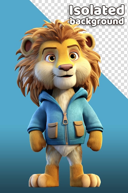 Lion 3d cartoon character isolated background animated character