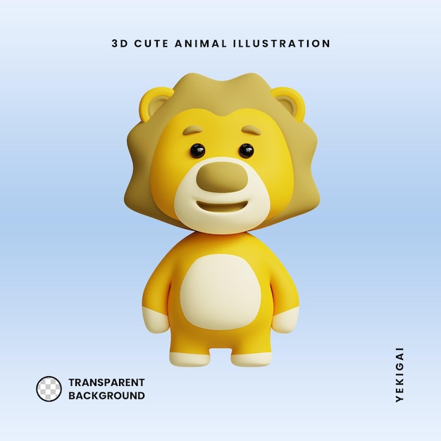 Lion 3d cute animals illustrations