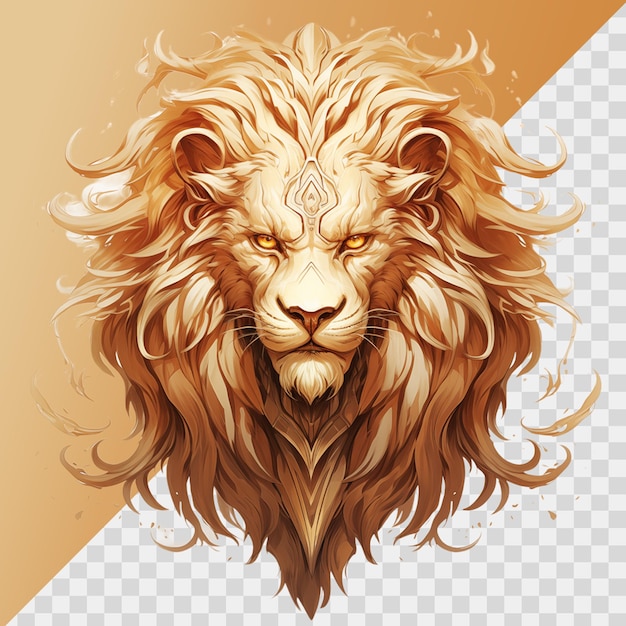 PSD lion head digital sticker isolated on transparent background