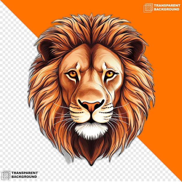 PSD lion head digital sticker isolated on transparent background