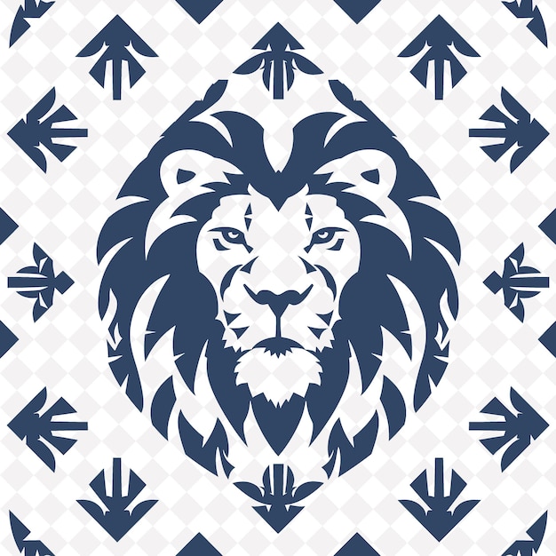 PSD a lion head on a geometric design with a lion head on the blue background