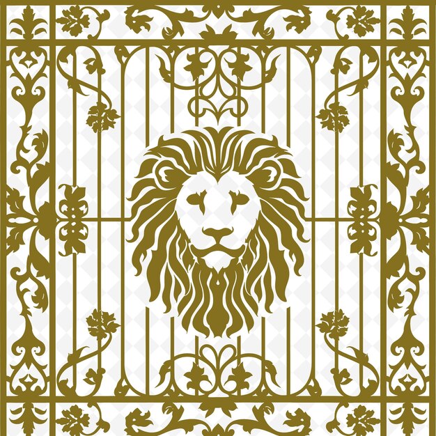 PSD a lion head on a gold and white wall