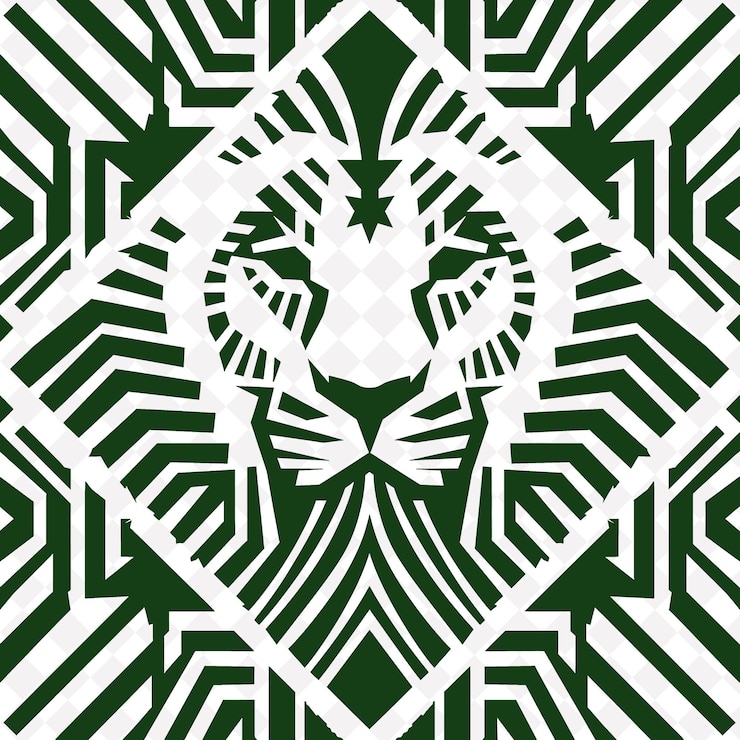 PSD a lion head in green and white