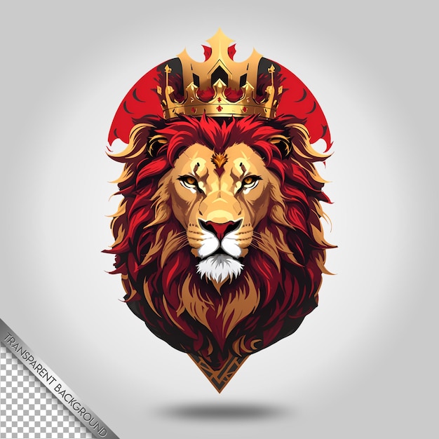 PSD lion head logo mascot with transparent background