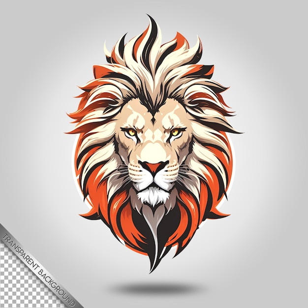 PSD lion head logo mascot with transparent background