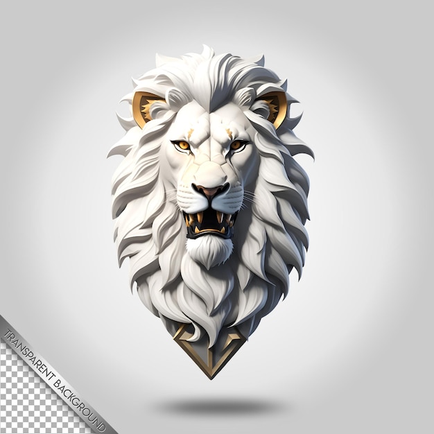 PSD lion head logo mascot with transparent background